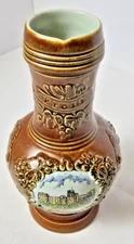 Vintage German King Lidded Pitcher 8" Stoneware