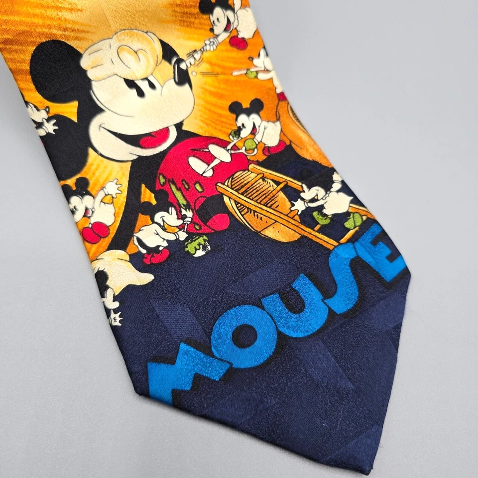 Corbata de cuello Mickey's Nightmare Atlas Design para hombre amarillo azul largo 56" ancho 3,75" Foto 2 de 4