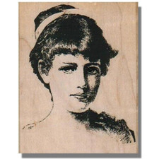 Mounted Rubber Stamp, Pretty Lady Face, Victorian, Girl,Young,Woman,People, Look