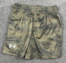 Boy UNDER ARMOUR 2 2T Athletic Shorts Vanish Green Black Logo Marbled Elastic