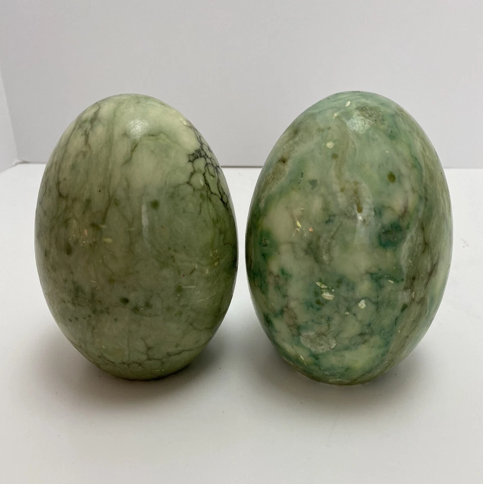 Sujetalibros MCM Mármol Dragón Avestruz Huevo Remolinado Ming Jade Verde De Colección Numerado Foto 4 de 4