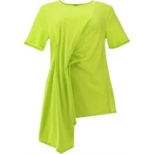 DG2 Diane Gilman Asymmetric Drape-Front Tee Womens 742-557 Large