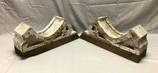 Paire de supports de toit anciens shabby blanc bois gros corbeille vieux vintage chic 876-23B