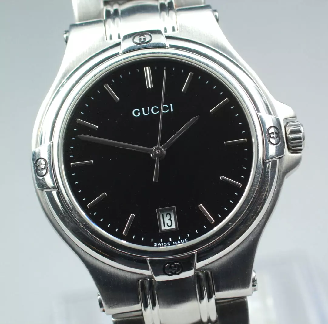 Vintage [N COMME NEUF] Neuf bat. Montre homme Gucci 9040M cadran noir quartz du JAPON