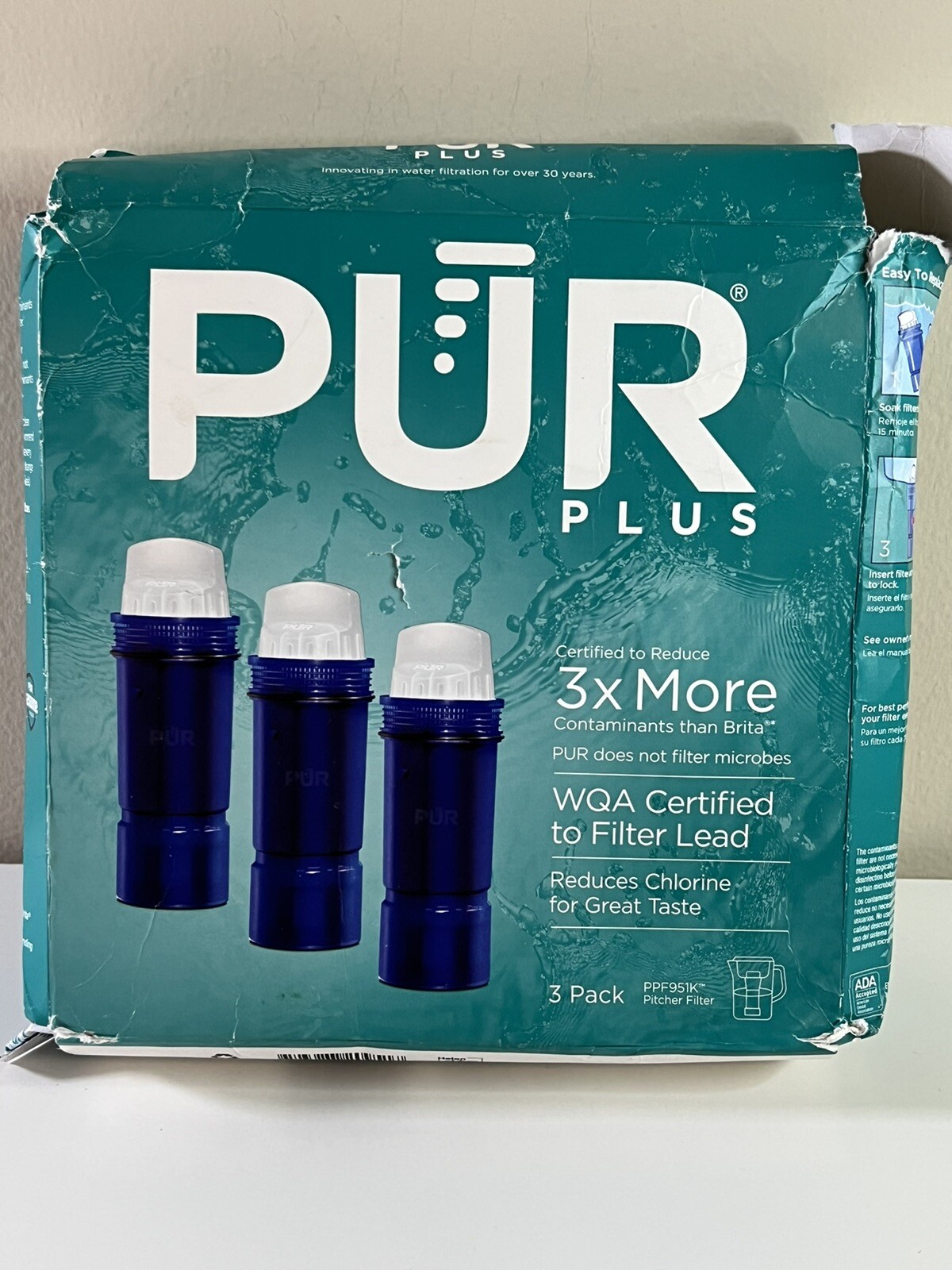 PUR Plus: 3-Pack (PPF951K), Water Pitcher Replacement Filter Box Damage ...