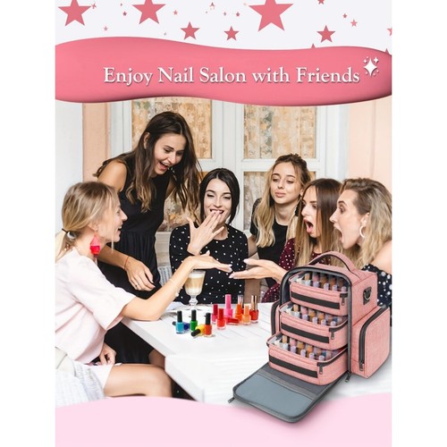 LOOK-72-Bottle Nail Polish Organizer & Storage Case With 3 Removable Pouches An - Picture 6 of 11