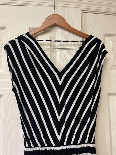 Maxi vestido para mujer Mossimo talla pequeña negro blanco a rayas cuello en V suéter - Imagen 11 de 16