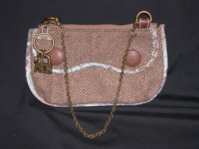 Vintage GAP Wool Tweed Herringbone Key Lock Purse Small Bag Handbag Retro