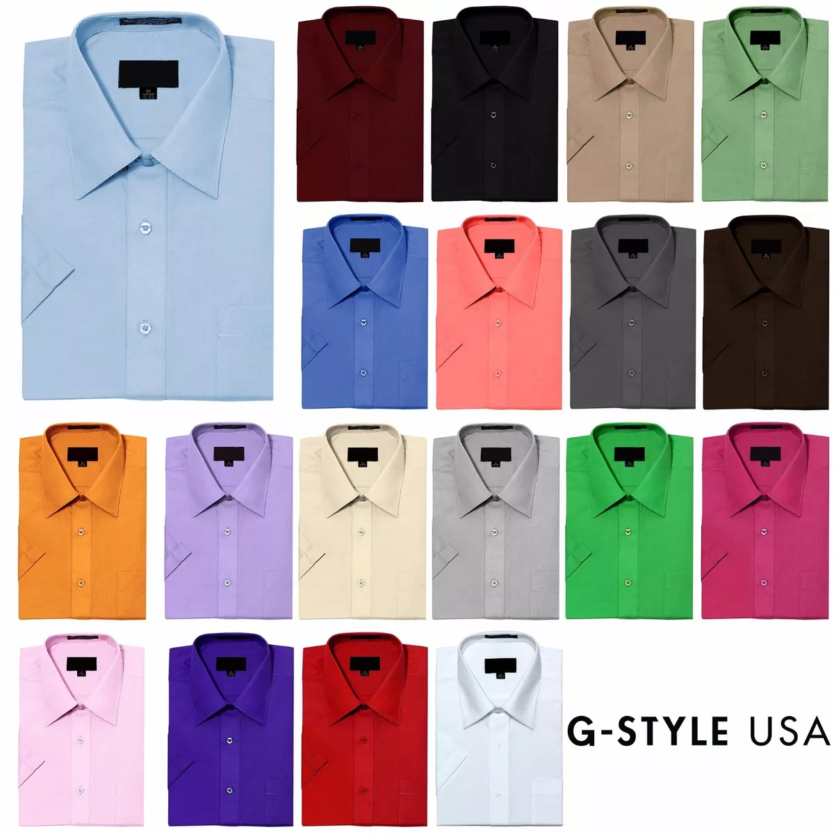 New Men\'s Regular Fit Short Sleeve Solid Color Dress Shirts - 23 colors |  eBay