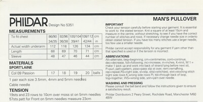 Phildar KNITTING PATTERN 5351 Men