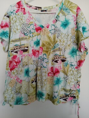 Plus 3X multi color print blouse by La Cabana. Very good condition