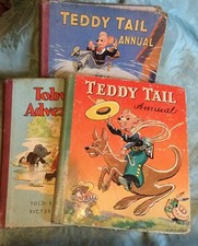 Three Children’s Vintage Annuals. Teddy Tail and Toby Twirl.