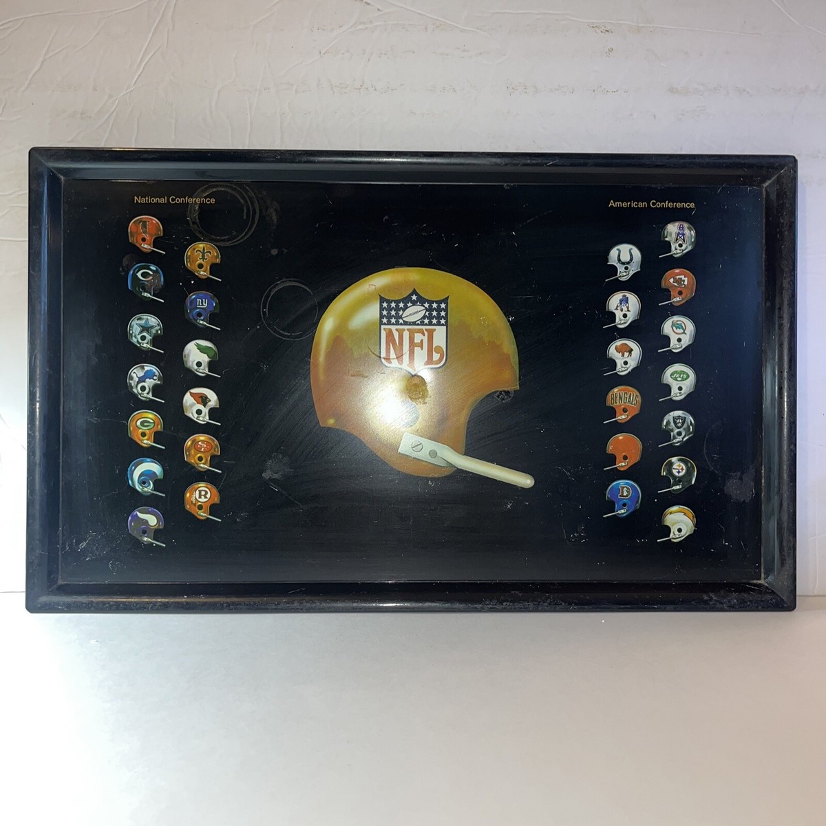 Vintage 1971 NFL Serving Tray Old Football Teams Logos NFC AFC