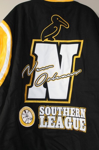 New Negro Leagues Baseball New Orleans Black Pelicans real wool jacket men's L - Picture 5 of 6