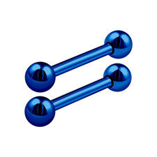 PAIR 16G 1/4 BLUE STEEL TITANIUM BARBELL TRAGUS CONCH HELIX DAITH CARTILAGE STUD