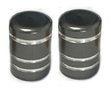 2x Metallic GREY Metal Steel Dust Valve Wheel Tyre Caps (DC3) Motorbike H