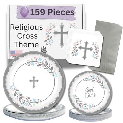 Religious Party Plates and Napkins Set for 36- Paper Party Supply Decorations...