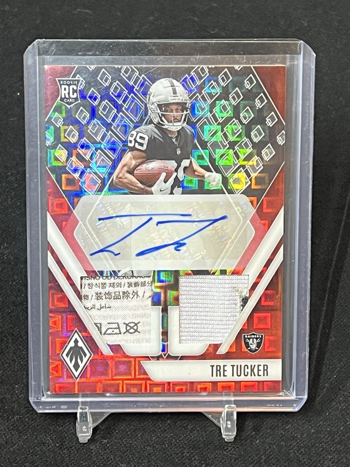 2023 Phoenix Tre Tucker RPA #20/25 Dual Patch Raiders Laundry Tag Pandora