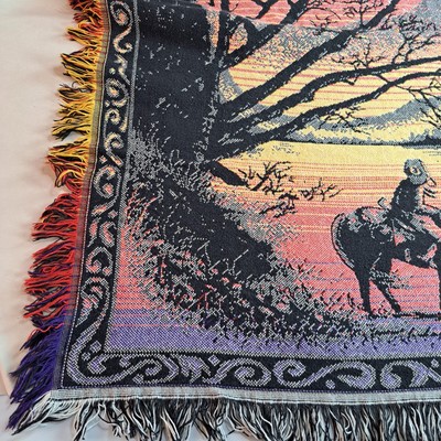Carousel Horse Decke 54x70 Zoll – Aus 100% Baumwolle, Handgewebt, USA Made, Buntes Design