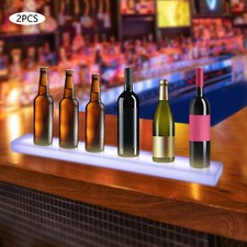 2X LED Liquor Bottle Display Shelf 32" Acrylic Lighted Bar Shelf Wall Mounted US