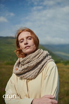 Aran Woollen Mills Women`s Infinity Knitted Snood Scarf 100% Merino Wool  16