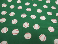 Cotton Fabric Baseballs on Green Sports-Theme1 By Princess BTYx44