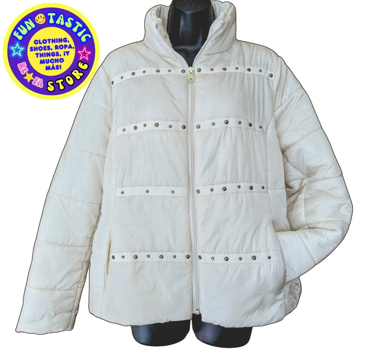 WOMEN WINTER WHITE IVORY PUFFER QUILTED, by CHICOS,Sz