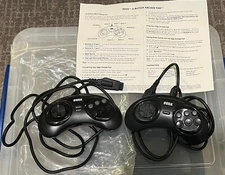 2 Sega Genesis 6 Button Arcade Pad Controllers Tested, Works Great!!