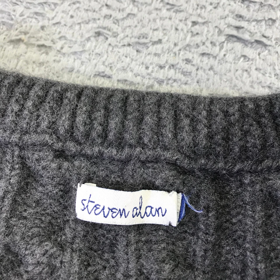 Suéter Steven Alan Para Hombres Pequeño Cárdigan Tejido con Cable Gris Abuelo Pescador Rosa Foto 4 de 4