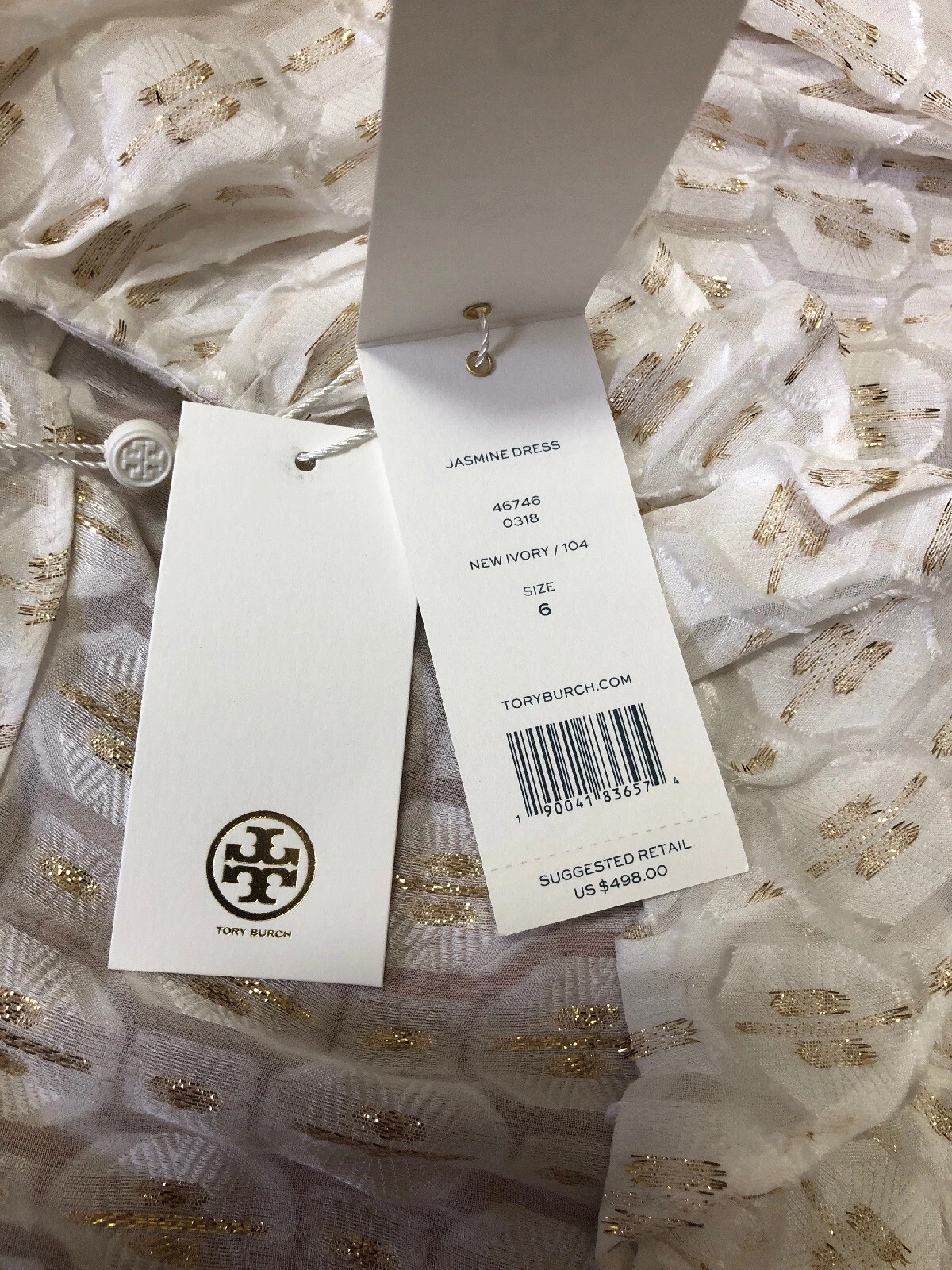 Abito da cocktail avorio Tory Burch nuovo con etichette taglia 6