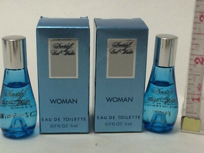 Davidoff Cool Water Perfume For Women 0.17 fl oz /5ml EDT Splash Mini-Lot of 2