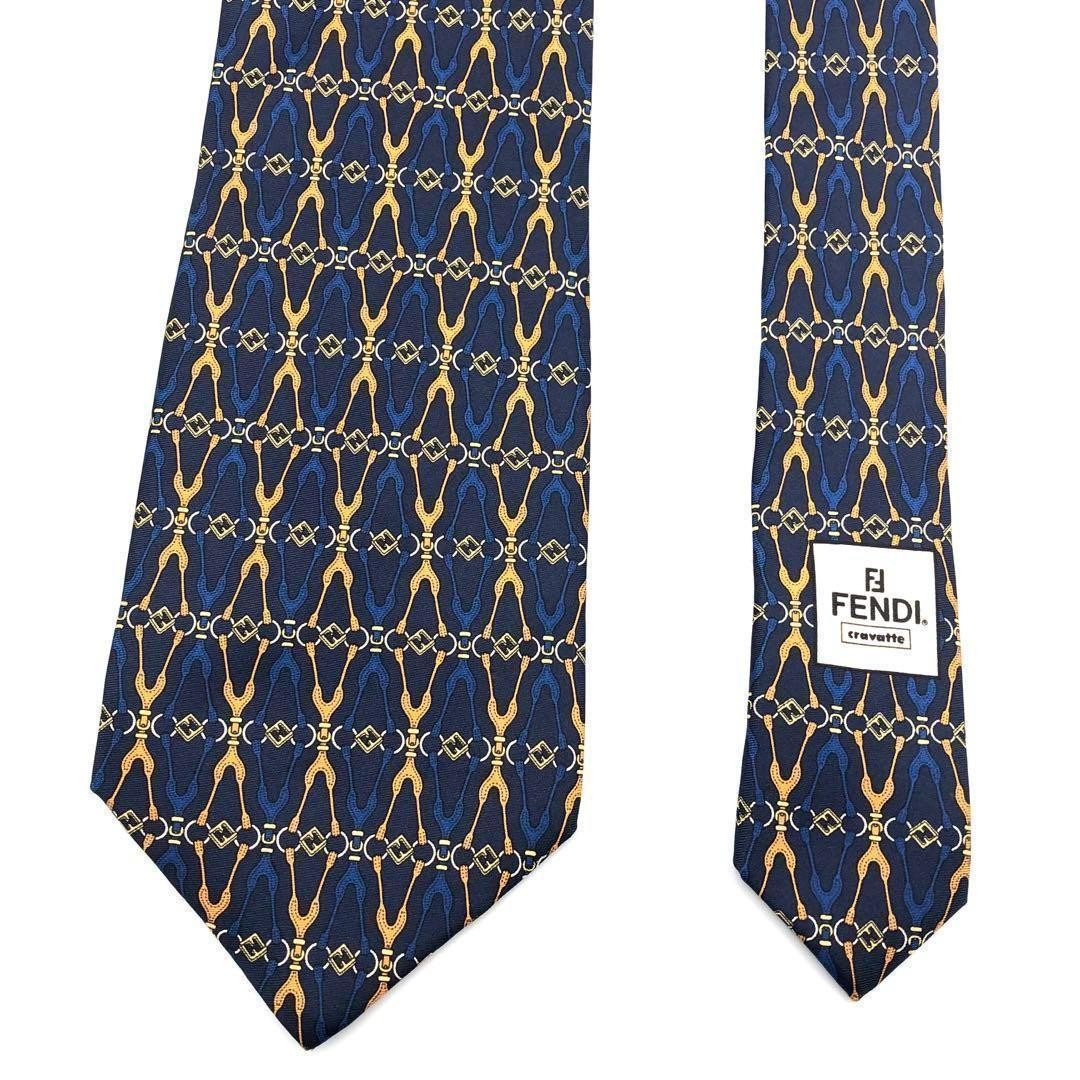 FENDI Navy Blue Pattern Tie All-Over Design Used thumbnail 2