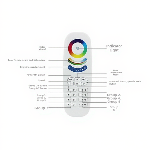 8-Group Wireless Touch LED Controller RF2.4G for RGB RGBWC For CT Controllers - Afbeelding 5 van 12