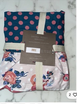 Matilda Jane Bedskirt pink blue floral polkadots one size 52 x28  new with A26
