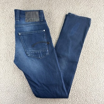 G Star Raw Jeans Herren 32x34 Defend Super Slim Dunkelblau Waschung Button Fly Skinny
