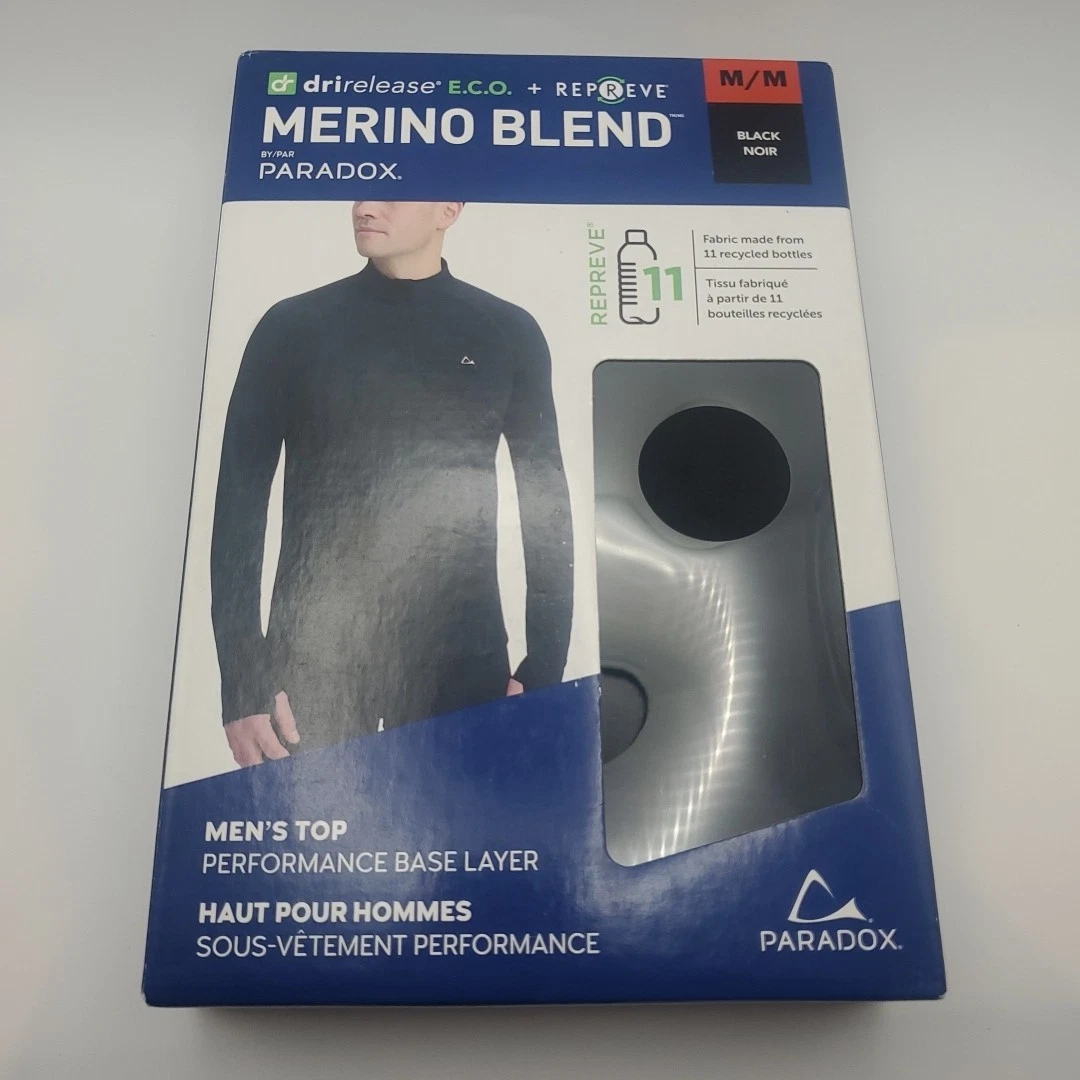 PARADOX Mens Sz M Merino Blend Performance Base Layer Top dri-release NIB
