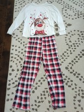 Adult 2 Piece Christmas Pajamas Rudolph Small