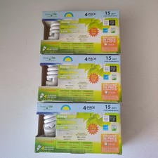 Lot 3 box 4 pcs 15 W 2700K 935 Lumen CFL Spiral Light Bulbs Warm Color Not LED