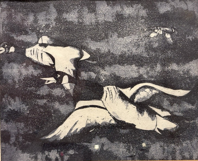 Original Signed Ltd Ed Geese Art Print,  In Flight  Reynolds 1975, Rustic Gifts