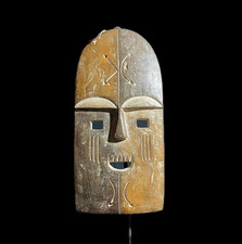 African Tribal Mask Hand Carved Wood Wall Mask Sculpture Display Art-8260