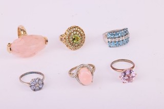 925 Sterling Silber Ring Konvolut Edelstein Ringe blau rosa grüner Stein Schmuck