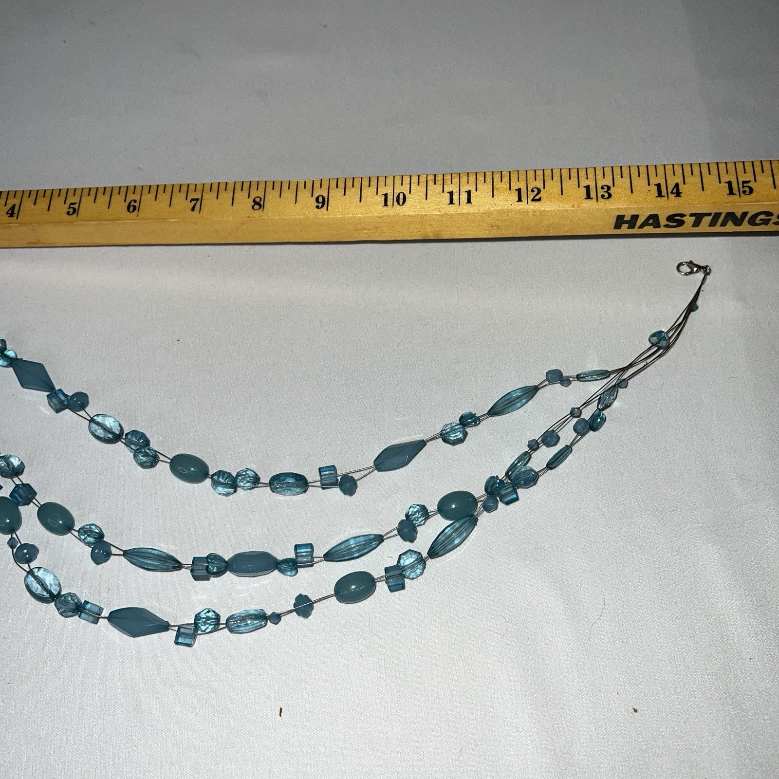 2pc Statement Necklace Lot Blue Multi Strand+ Sil… - image 6