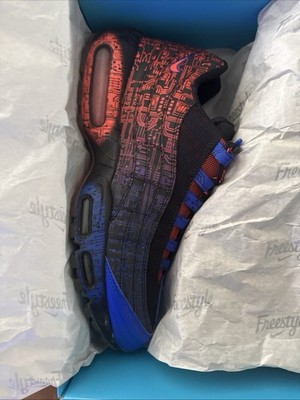 Nike Air Max 95 Premium Men s Low Top Sneakers Black/Red/Blue Graphic Lace Up