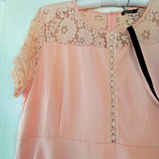 Boohoo Plus Size Dress 24 Blush Pink Lace Skater Fit Flare NWT Wedding Races