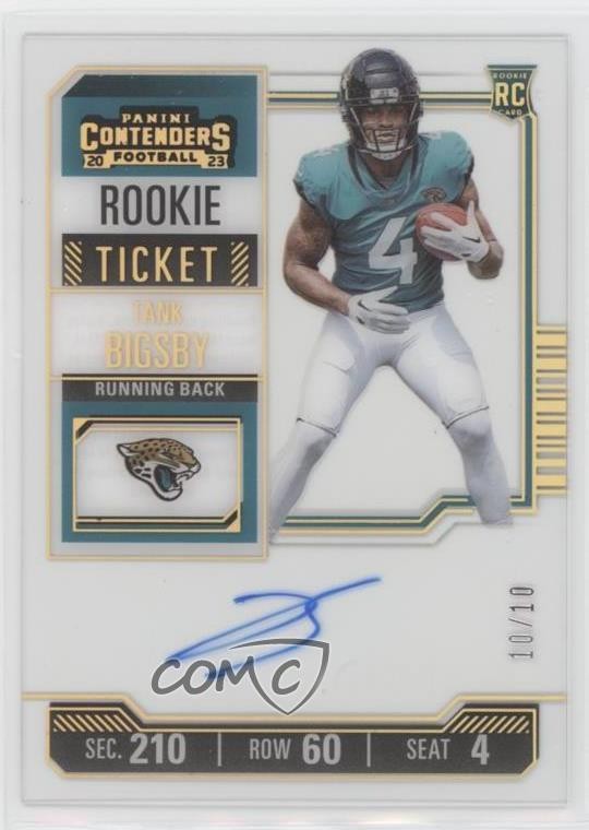 2023 Panini Contenders RPS Clear Ticket /10 Tank Bigsby #134 Rookie Auto RC