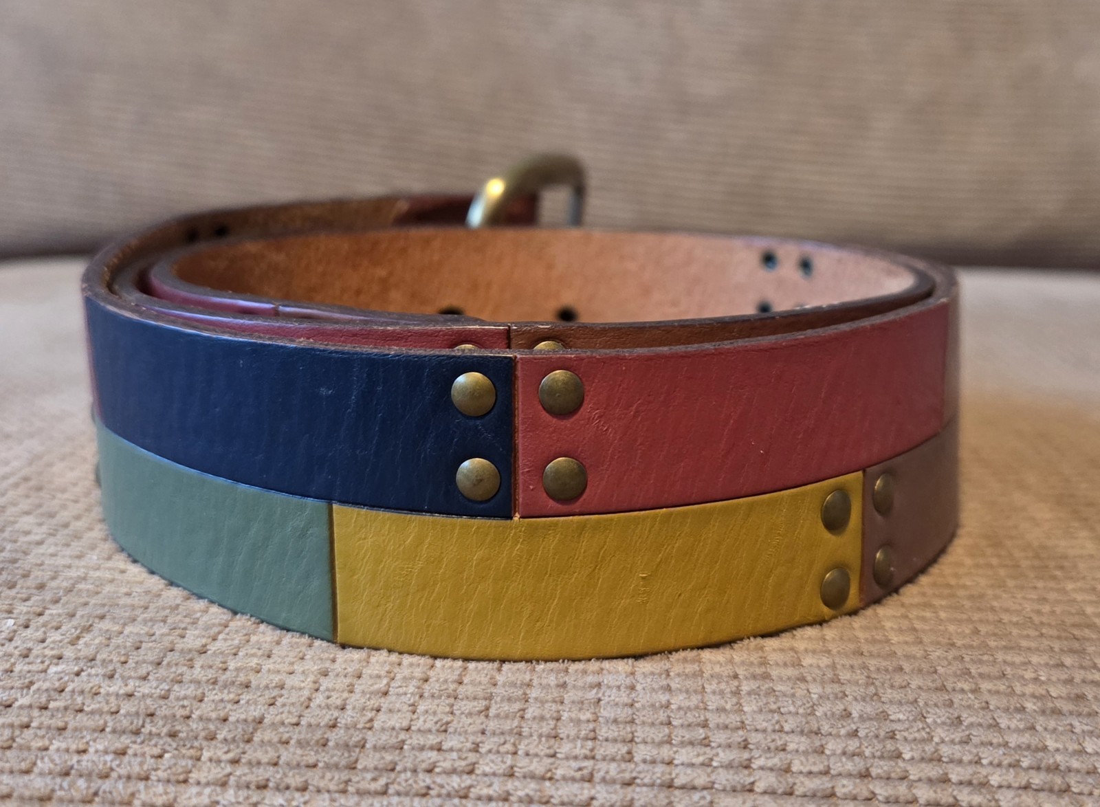 Vintage FOSSIL Sz. Med Patchwork Multicolor Studd… - image 10