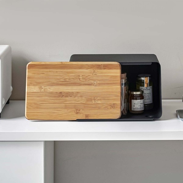 Yamazaki Home Brotkasten Brotkorb Brotbox BrotbehäLter Mit Bambus Schneidebrett-image