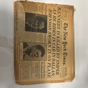 The New York Times Kennedy Assassination Newspaper November 23, 1963