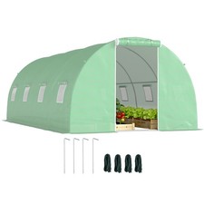 6 x 3 x 2 m Gewächshaus, begehbares Treibhaus, 8 Fenster, Stahlrahmen, Grün