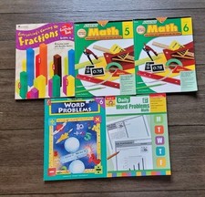 Lot of 5 Grade 4-6 Math Workbooks Homeschool Curriculum Story Problems